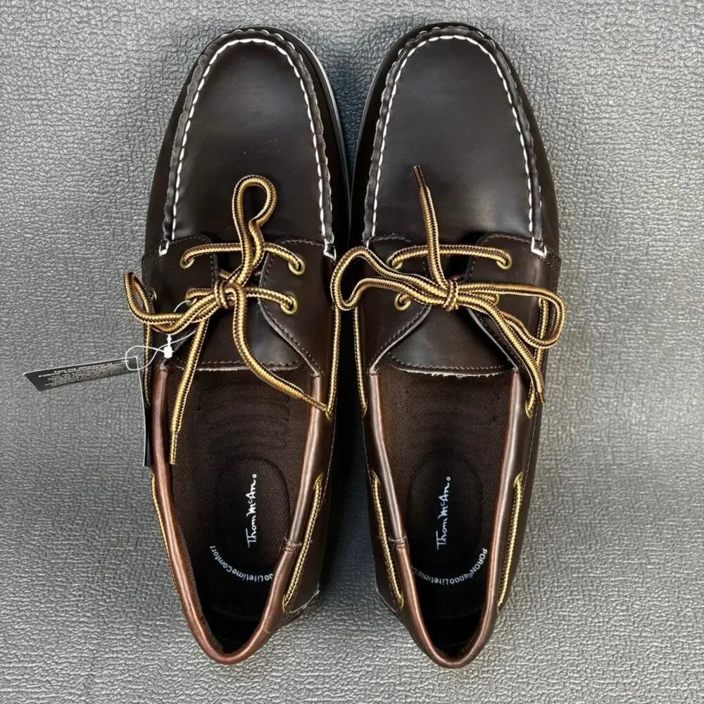 🔴 Thom McAn Bruce Men`s Size 11 Brown Casual Boat Shoes 20281